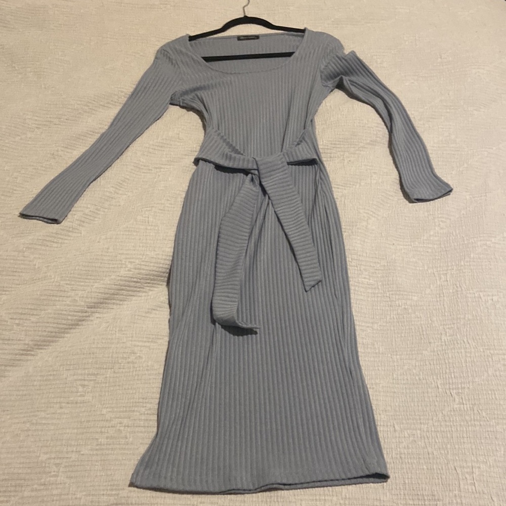Prettygarden Women's Long Sleeve Square Neck Slit Bodycon Sweater Dress